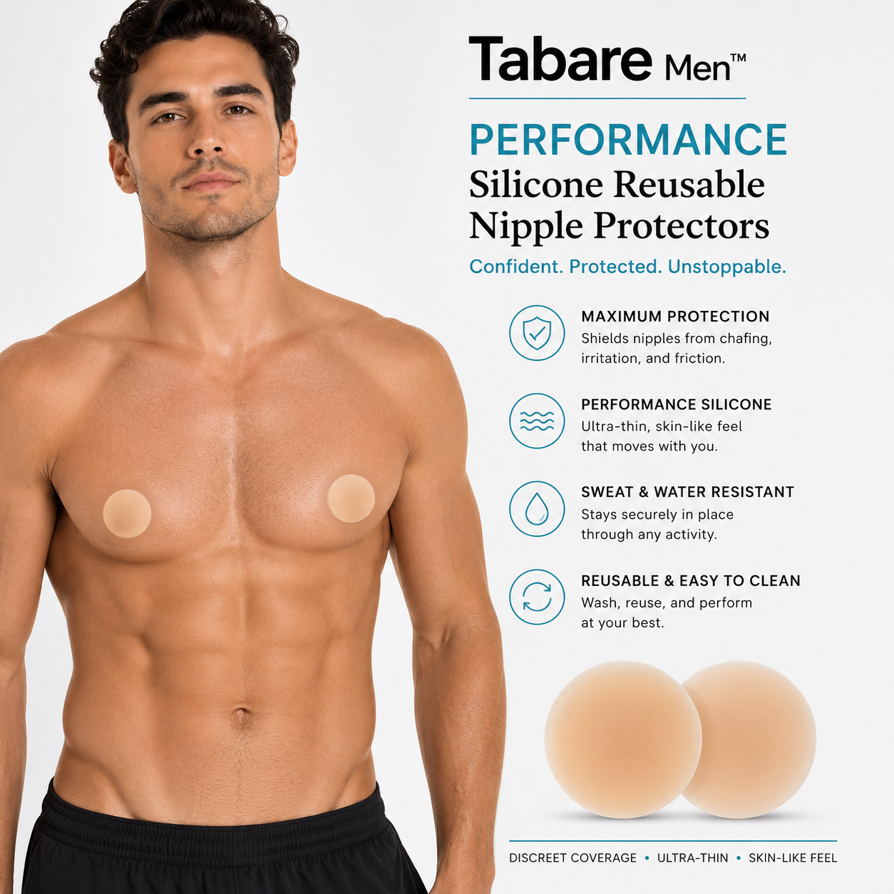 Performance Silicone Reusable Nipple Protectors for Men