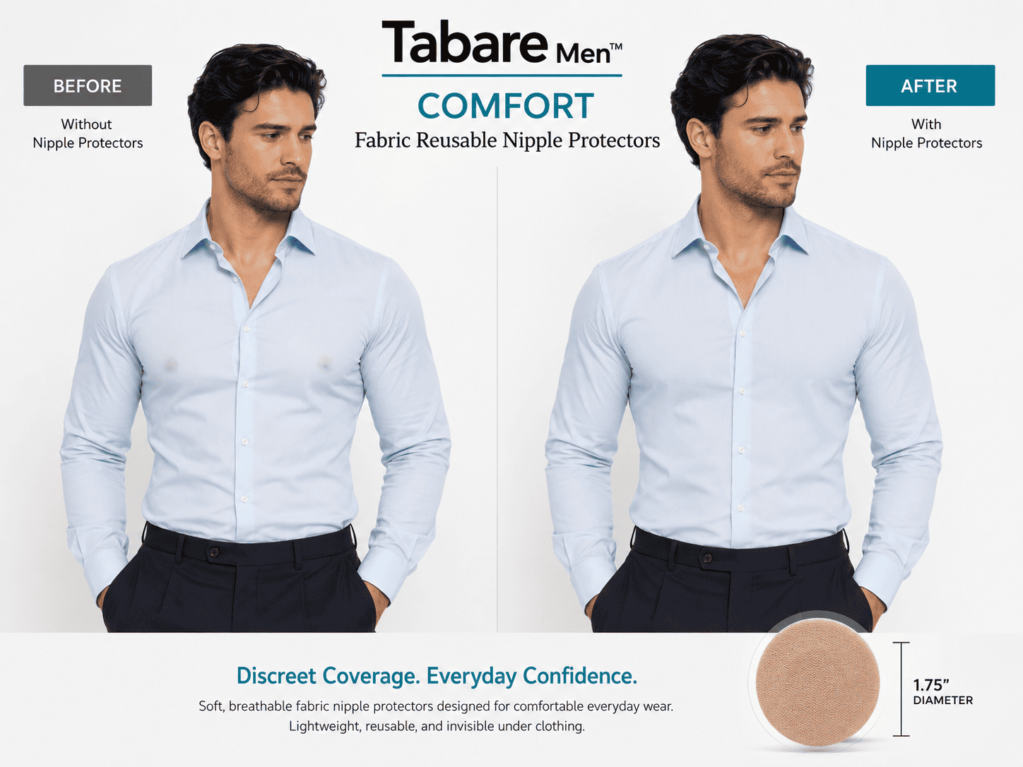 Tabare Men Comfort Reusable Fabric Nipple Protectors Everyday Wear