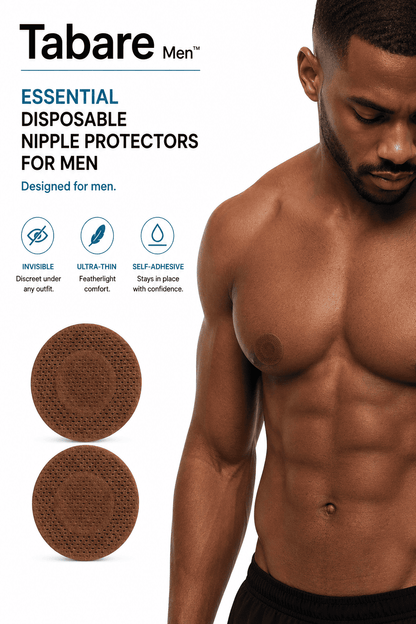 Tabare Men Essential Disposable Fabric Nipple Protectors in Brown Color