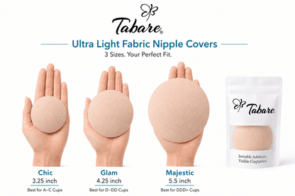 Tabare Ultra Light Fabric Non-Adhesive Nipple Covers Size Comparison