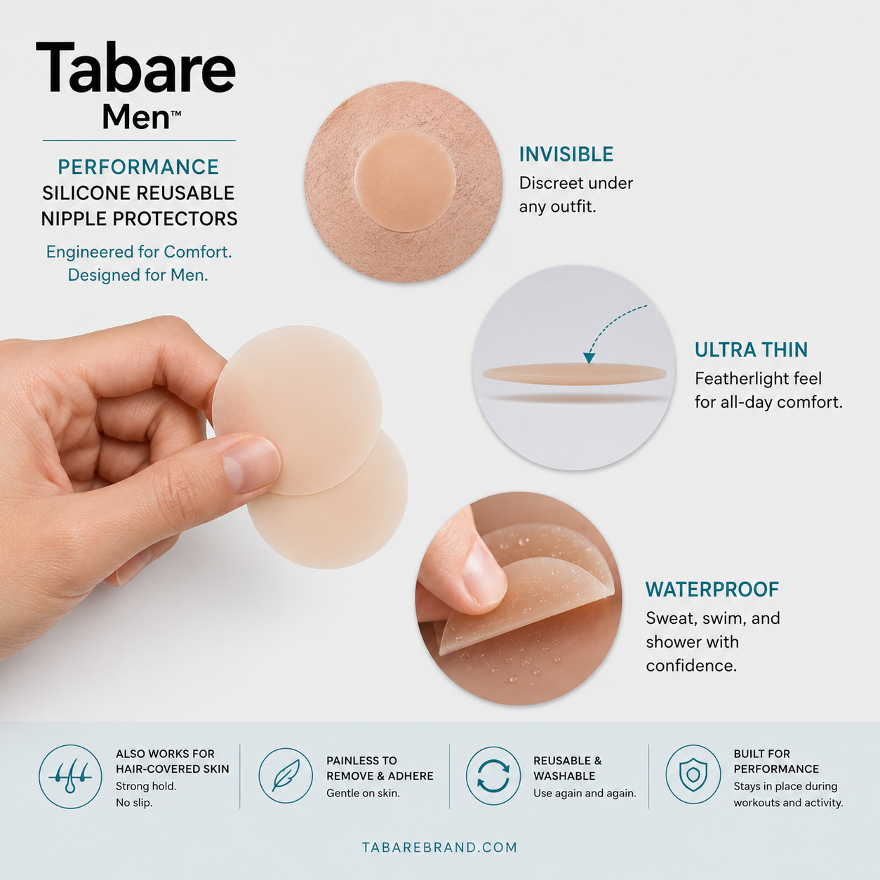 Performance Silicone Reusable Nipple Protectors for Men